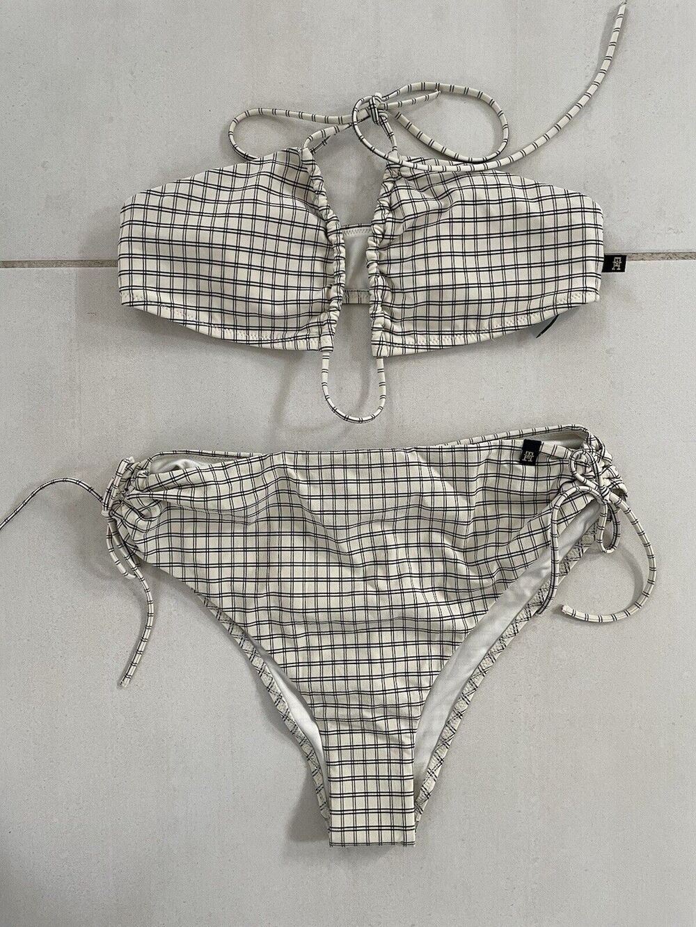 Tommy Hilfiger Swim XS/S Bikini Swimsuit Gingham Plaid Retro Americana Preppy